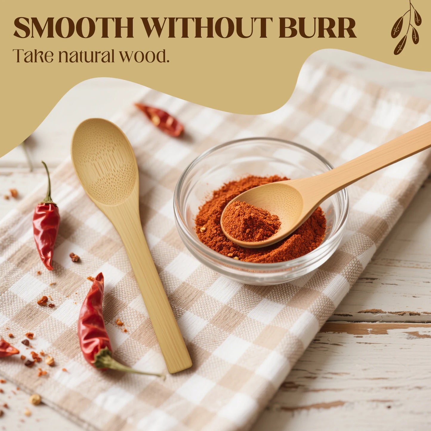 10Pcs Wooden Spoons Mini Easy Clean Wear-resistant Natural Bamboo Small Bath Salt Ice Cream Candy Spoon Kitchen Cooking