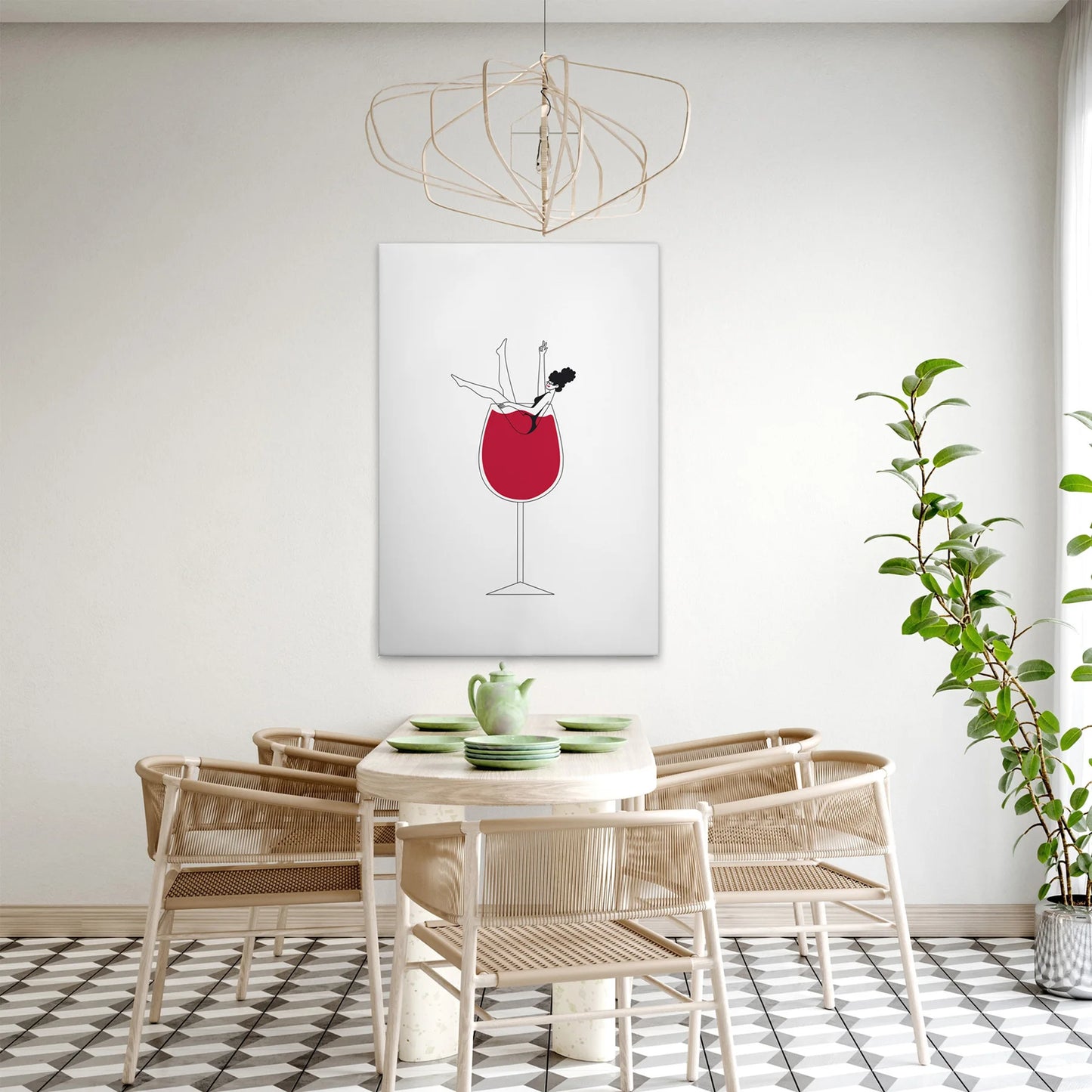 Made in Germany Modern Hanging Wedding Canvas Wall Art with Stretcher Frame-Home Decor Kitchen Mural in White and Black