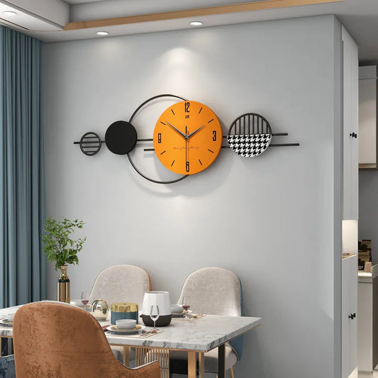 Large Nordic Metal Luxury Wall Clock Creative Modern Abstract Pattern Single Face Needle Display for Home Decor Living Room