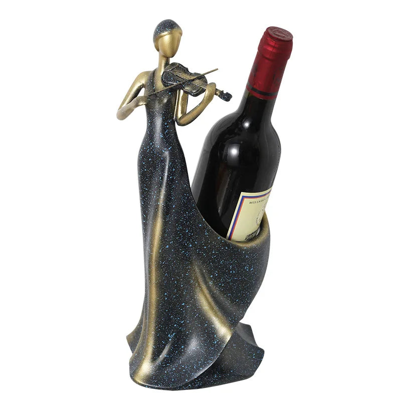 Creative High-End Folk Art Epoxy Resin Sculpted Violin Ornament Wine Rack for Living Room Home Decor