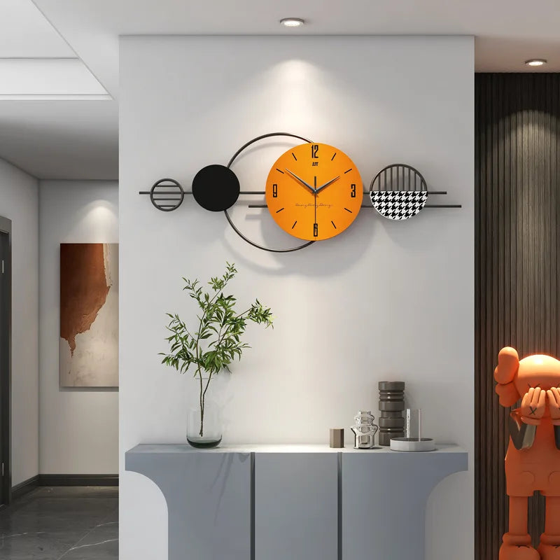 Large Nordic Metal Luxury Wall Clock Creative Modern Abstract Pattern Single Face Needle Display for Home Decor Living Room