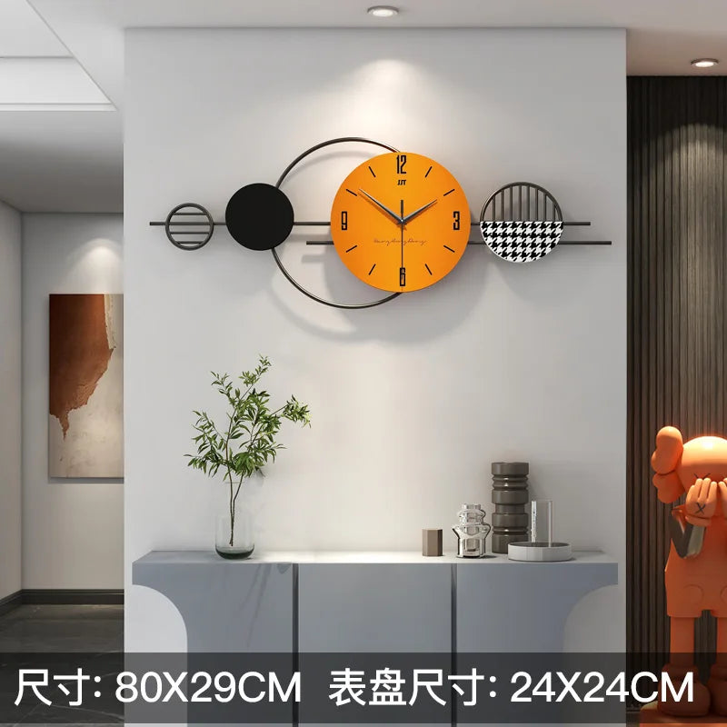Large Nordic Metal Luxury Wall Clock Creative Modern Abstract Pattern Single Face Needle Display for Home Decor Living Room