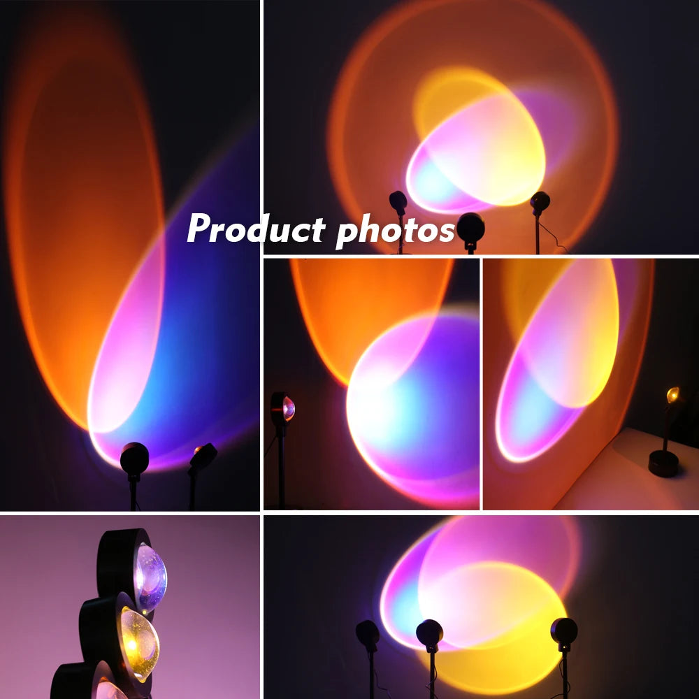 LED Sunset Lamp Nightlights Projector Home Decor Mood Light For Bedroom Living Room Wall Photography Neon Light Photography Gift