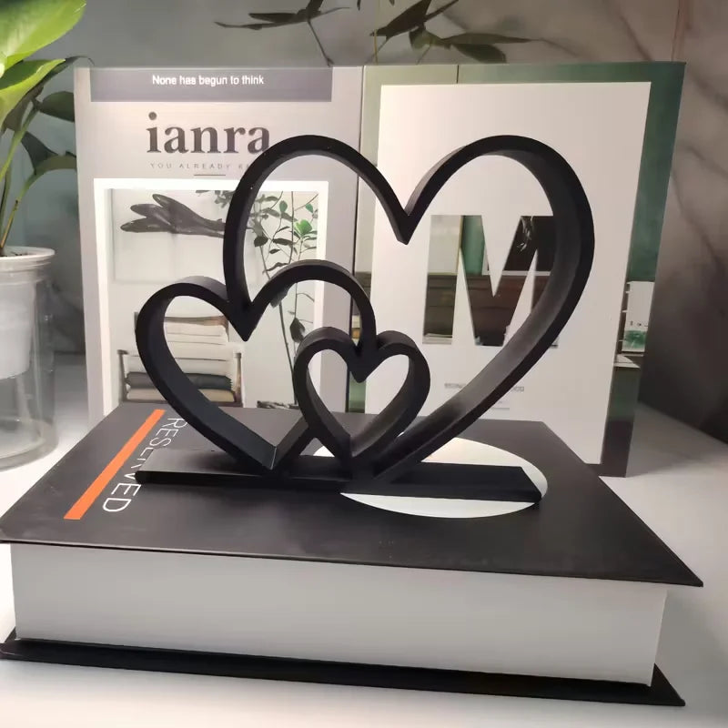 Heart-to-Heart Black & White Love Statue