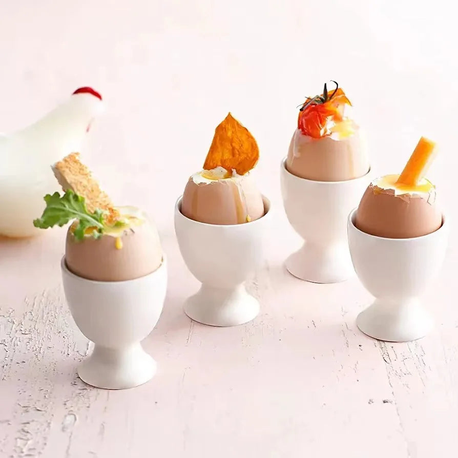 2PCS Egg Holder White Egg Cup Holder Hard Soft Boiled Eggs Breakfast Egg Holder Banquet Eggs Supplies Boiled Eggs Container