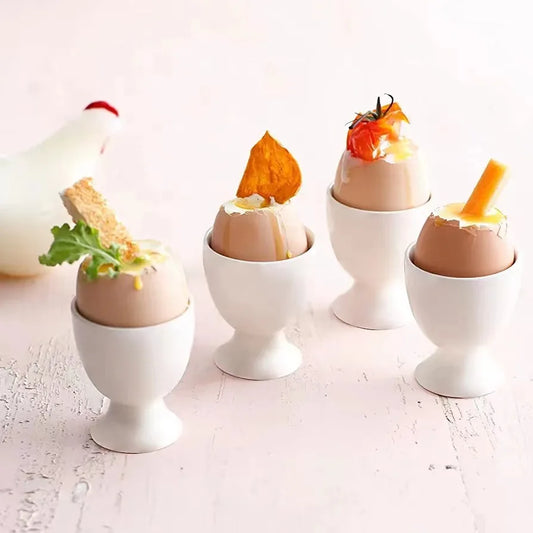 2PCS Egg Holder White Egg Cup Holder Hard Soft Boiled Eggs Breakfast Egg Holder Banquet Eggs Supplies Boiled Eggs Container