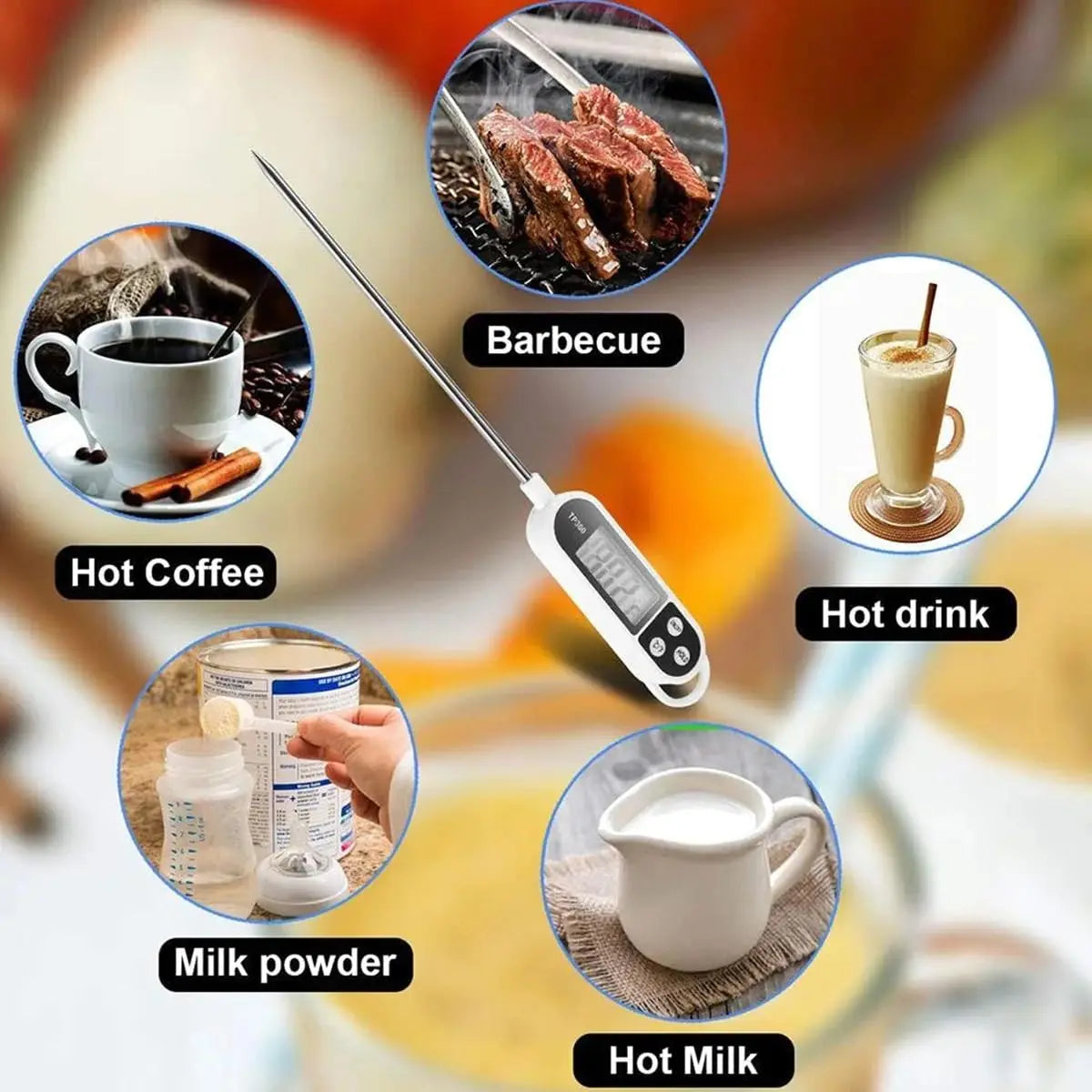 Kitchen Thermometer for Cooking Digital Temperature MeasuringTool for Meat Electronic Food Thermometer LCD Display Food