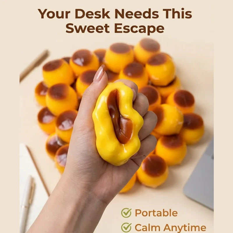 Pudding-Shape Caramel Squishy Fidget Toy