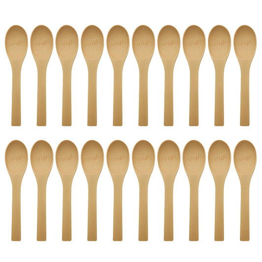 10Pcs Wooden Spoons Mini Easy Clean Wear-resistant Natural Bamboo Small Bath Salt Ice Cream Candy Spoon Kitchen Cooking