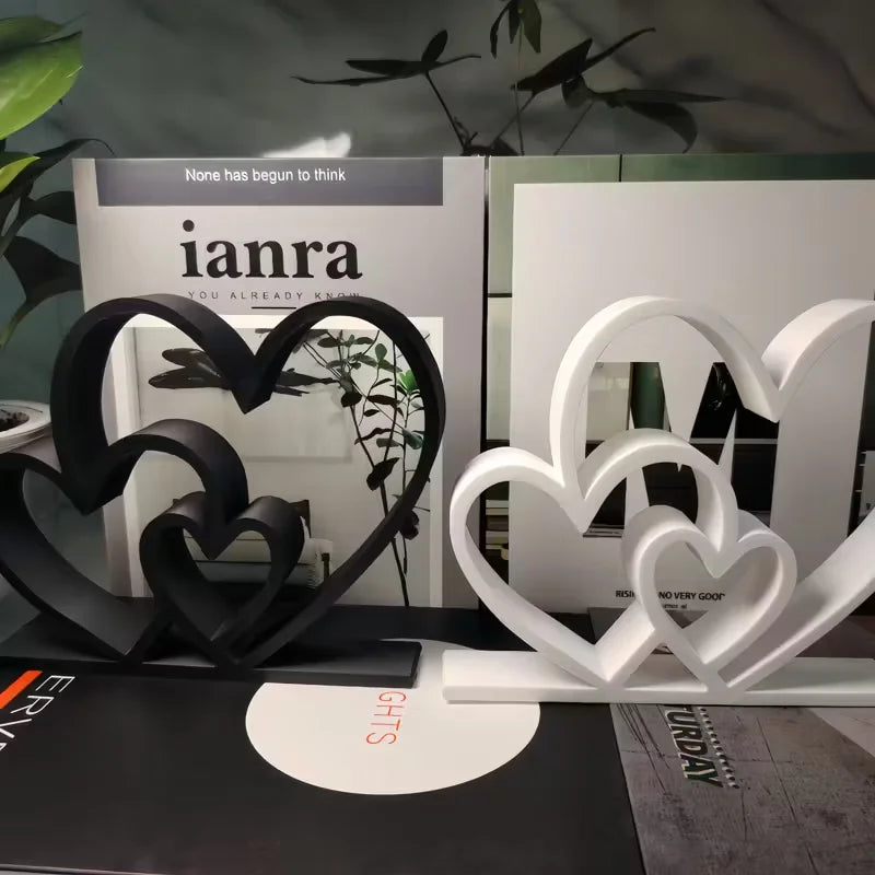 Heart-to-Heart Black & White Love Statue