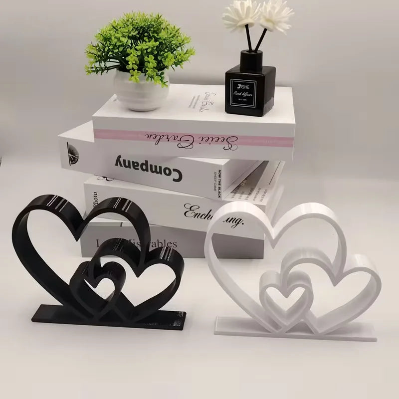 Heart-to-Heart Black & White Love Statue