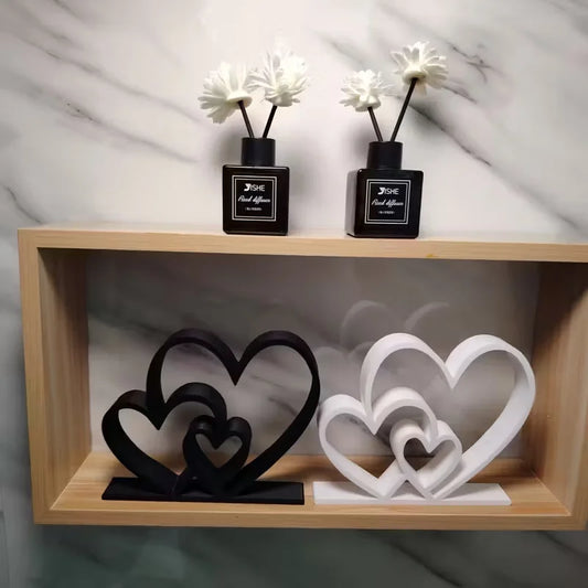 Heart-to-Heart Black & White Love Statue