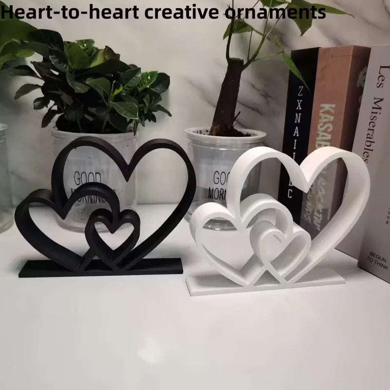 Heart-to-Heart Black & White Love Statue