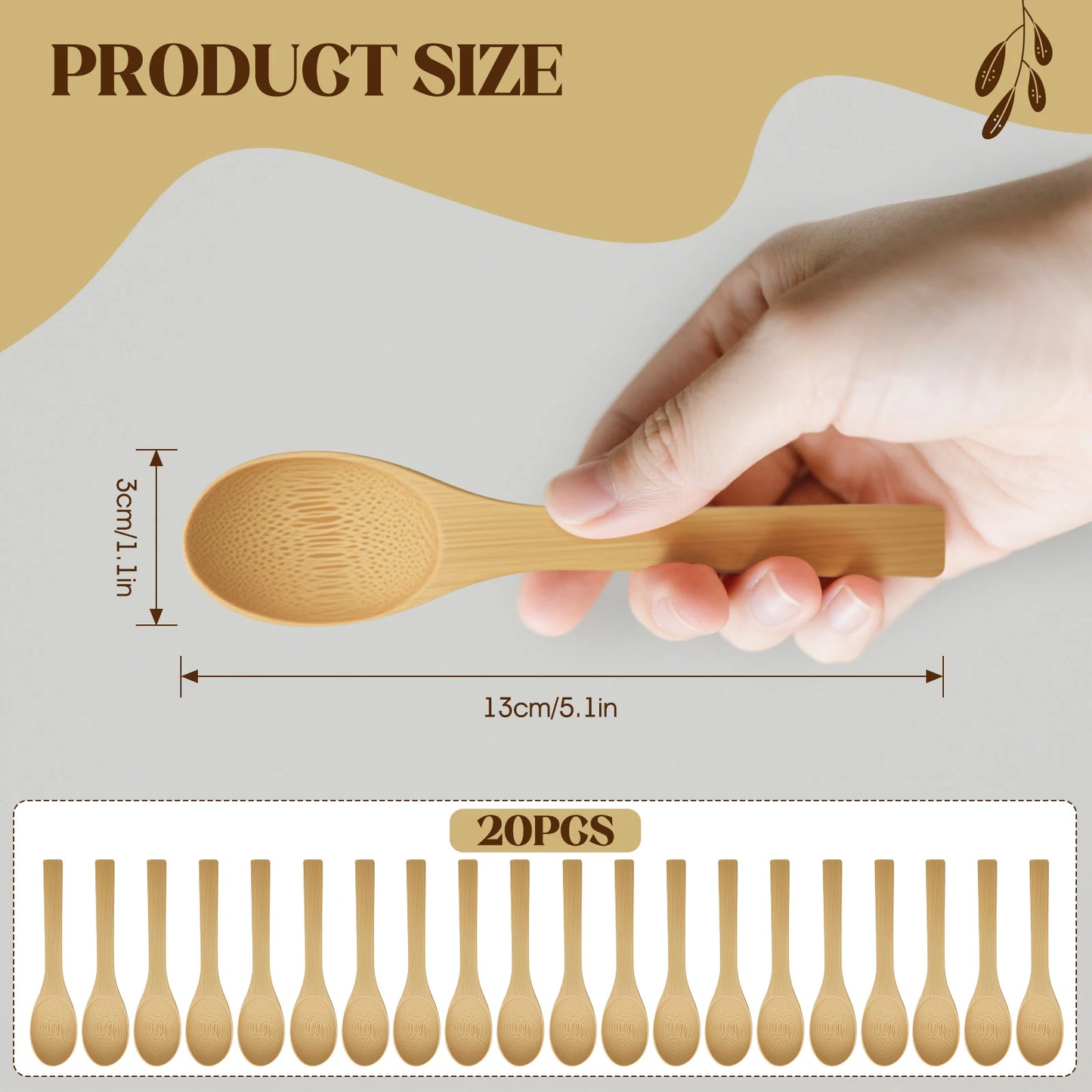 10Pcs Wooden Spoons Mini Easy Clean Wear-resistant Natural Bamboo Small Bath Salt Ice Cream Candy Spoon Kitchen Cooking
