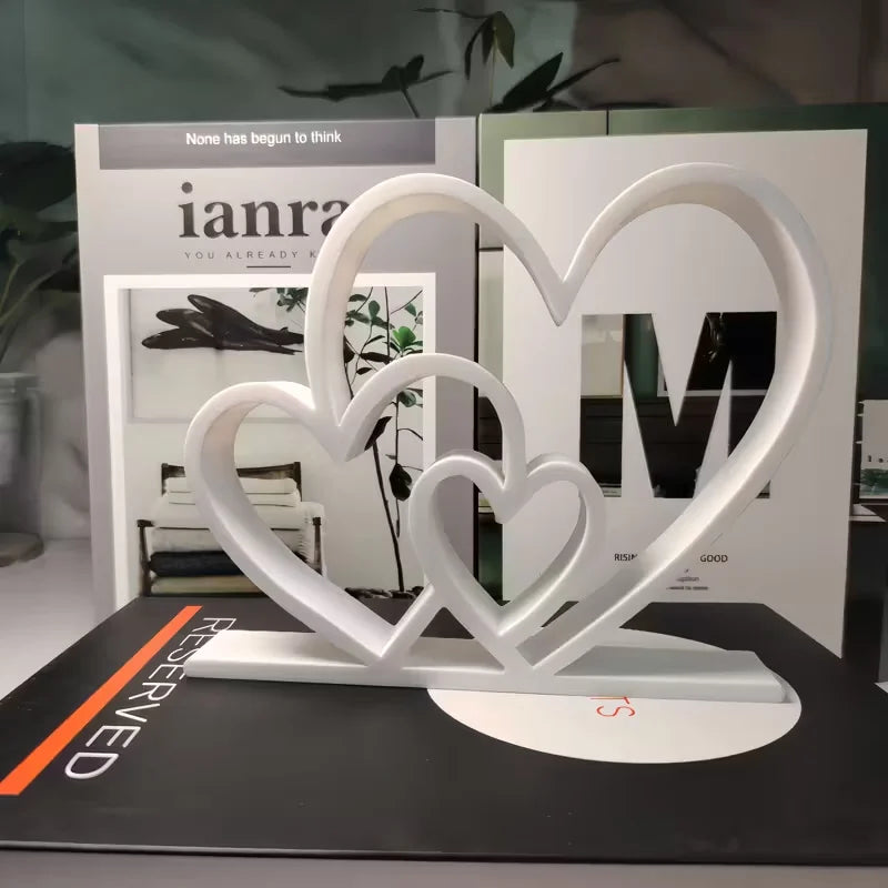 Heart-to-Heart Black & White Love Statue