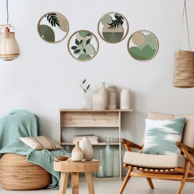 4-Piece Bohemian Geometric Wall Art Set